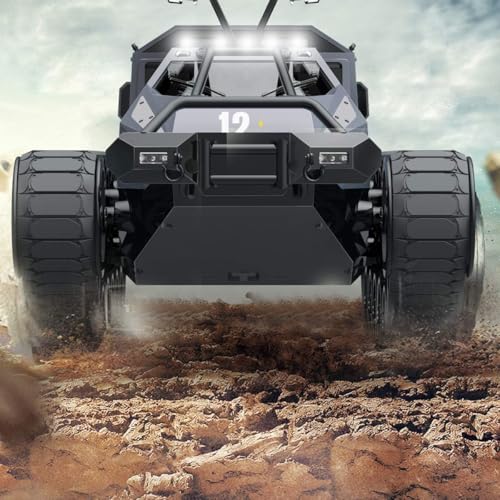 Image of RC Tank Car, 1:12 Remote Control Crawler 12KM /H High Speed Tank, 2.4Ghz RC Rock Crawler Off-Road 4WD 360Rotating Drifting Car with Rechargeable Battery,Military Truck Toy (RC Tank)