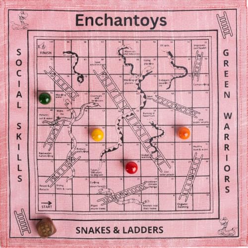 Image of Snakes and ladders Raw Silk Board Game | Vaikuntapali | Moksha Patam | Saap Seedhi |Parama Padam | Chutes and Ladder | Gyan Chauper | Old Time | Fun Board Game