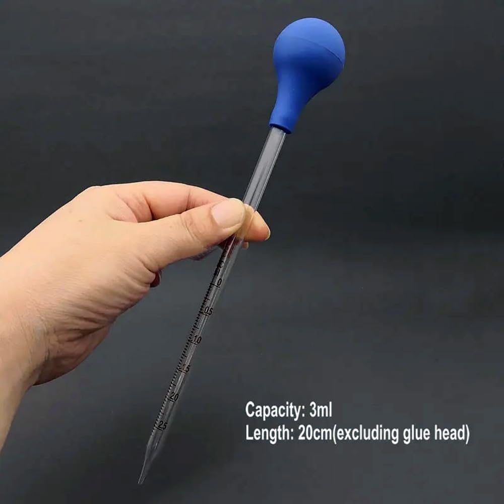 Pipeta de vidrio borosilicato, Gotero de vidrio con escala, pipeta laboratorio 1-10ml bola succión goma(3ml)