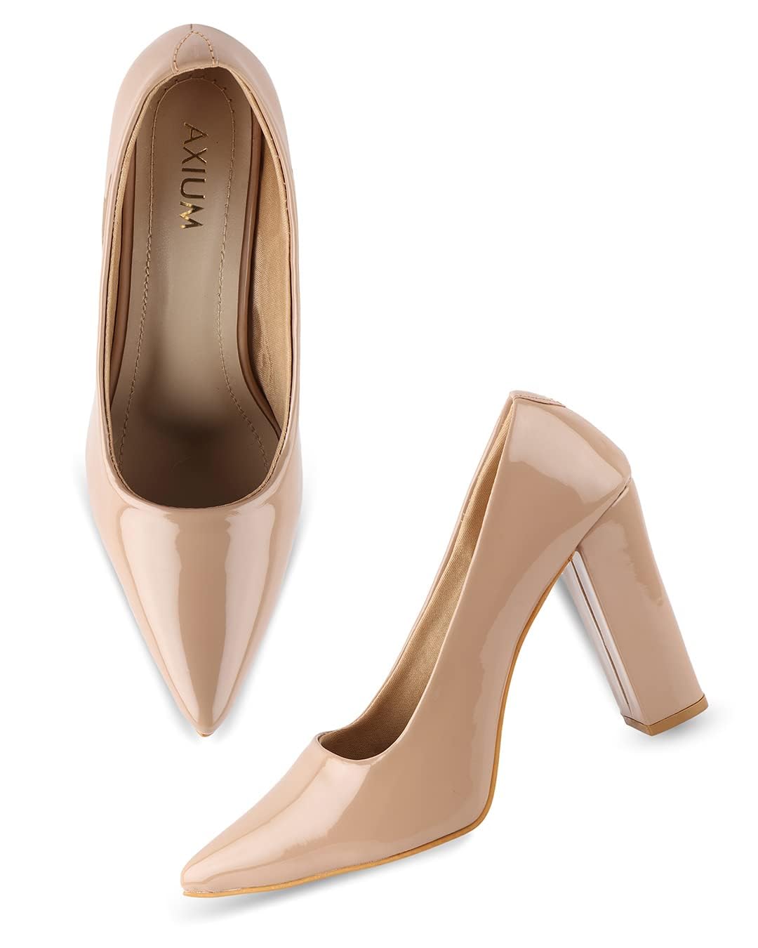 AXIUM Nude Beige Women Pointed-Toe Block Heel Pumps 4Inch (BLY172) (B0C38ZBXZS) Amazon Price History, Amazon Price Tracker