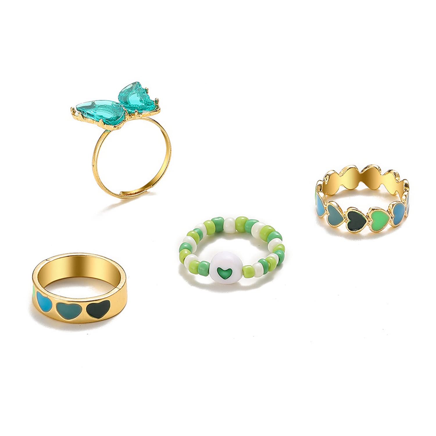 Jewels Galaxy Jewellery For Women Multicolor Butterfly inspired Contemporary Stackable Rings Set of 4 (JG-PC-RNGH-960) (B0B3Y6WCQG) Amazon Price History, Amazon Price Tracker