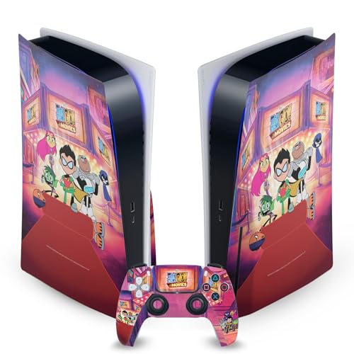 Skin PS5 Disc Teen Titans Go Autocollant Vinyle Console et Manette Head Case Designs