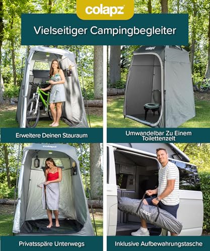 Colapz Camping Duschzelt & Pop-Up Toilettenzelt – Tragbare Outdoor Umkleidekabine, Sichtschutz, Strandzelt & Unterstand – Wasserdicht, Windbeständig, 2,1 m Höhe – Für Dusche & WC im Freien