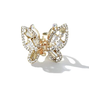 generic Mini Butterfly Hair Claw, Pearl Hair Clip Rhinestone Hair Claw Elegant Small Hair Clip Hair Accessories for Women GirlRhinestone