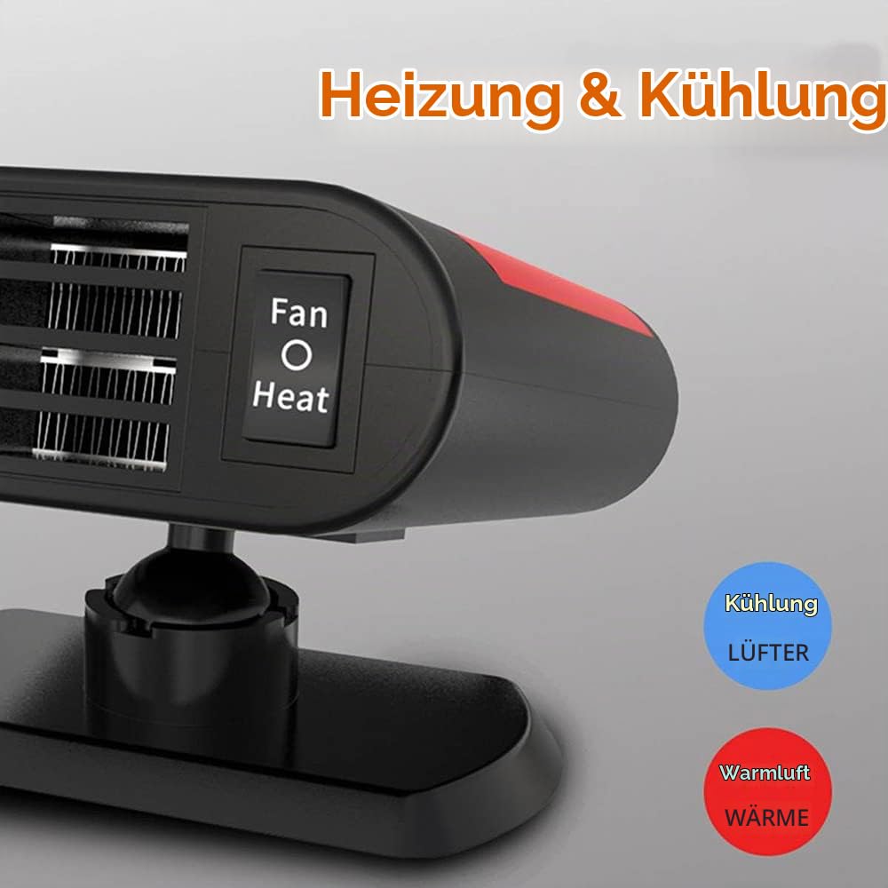 Tragbare Autoheizung, TOTMOX 12V 150W Auto Heizlüfter Frontscheibenheizung Windschutzscheiben Defroster, Mini Heizung Fensterheizung, Standheizung Mit Zigarette, 360° Schwenkbar