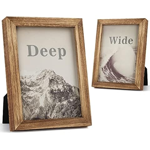 Emfogo 5x7 Picture Frame, Pack of 2 Rustic Picture Frames 5x7 with Real Glass, Solid Wood 5x7 Photo Frame for Table Top Display or Wall Mounted (Carbonized Brown) Cover