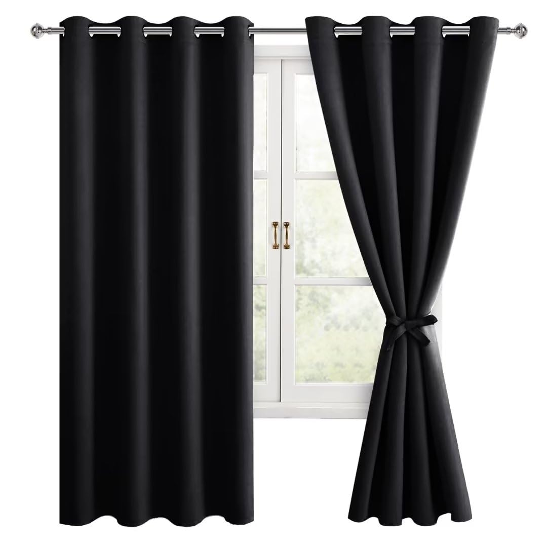 Hiasan Verdunklungsvorhänge Gardinen mit Ösen,Schwarz Blickdicht Vorhänge,Halloween Vorhang,2 Stück,132 x 160 cm (Breite x Höhe),Vorhänge Kurz,weiche Schiebevorhänge für Schlafzimmer,Wohnzimmer usw.