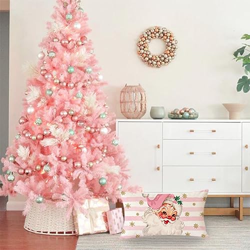 Pandicorn PP-104-12 Christmas Pillow Covers 12X20 Inch Pink Vintage Santa Claus Christmas Decorations Retro Farmhouse Winter Holiday Lumbar Decorative Throw Pillow Cases thumb #5