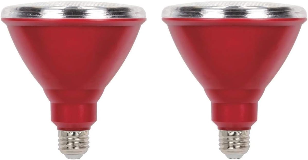 Westinghouse 0314700 11W PAR38 LED Outdoor Bulb, Flood Red E26 (Medium) Base, 120V, Box (2 Pack)
