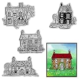 Hying House Trees Clear Stamps for Card Making, Home Garden Transparent Rubber Stamps House Stamp Seal for Crafting DIY Scrapbooking Photo Album Decorations