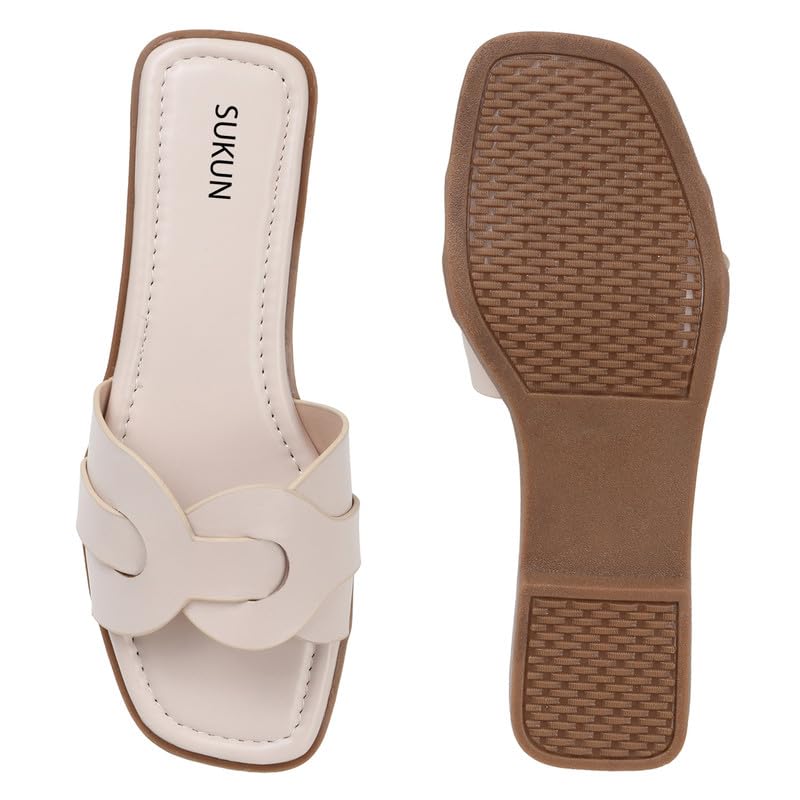 Image of Sukun womens Sukun Asf 101 Women's Flat Sandals Comfortable Cushioned Footbed Flat Sandal