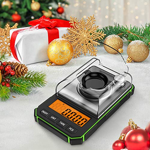 ORIA Digitale Zakweegschaal, 50g/0,001g Mini Precisie Weegschaal, met kalibratiegewicht van 50g en Elektrostatische Pincet, LCD-scherm met achtergrondverlichting (Inclusief Batterij) - Groente - Image 4