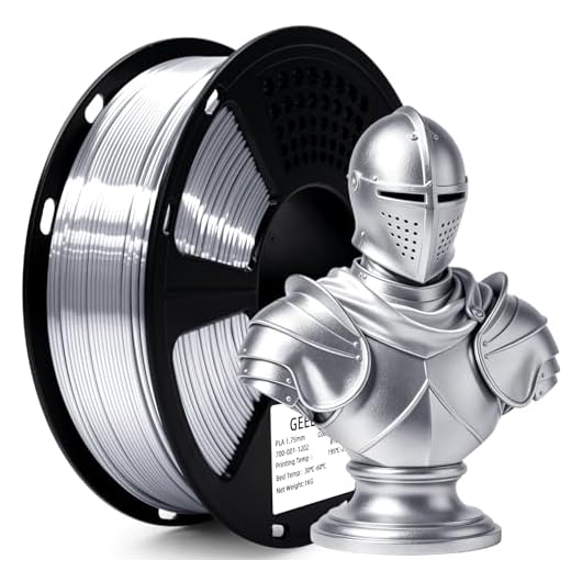 ⚡ Geeetech Silk PLA Filament 1.75mm for 3D Printer, Metal-Like Shiny 3D Filament 1kg (2.2lbs) 1 Spool, Dimensional Accuracy +/- 0.02 mm, Metallic Silver Silk Filament