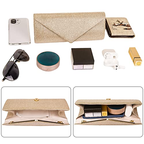 Larcenciel Clutch Purses for Women, Sparkling Envelope Evening Bag with Detachable Chain4