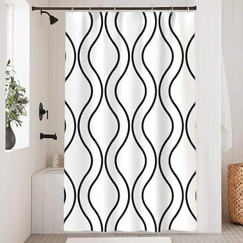 Ruelvth Black and White Shower Curtain Set Cover