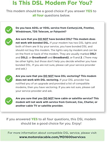 Motorola Vdsl2/Adsl2+ Modem + Wifi Ac1600 Gigabit Router, Model Md1600, For Non-Bonded, Non-Vectoring Dsl From Frontier And Some Other Dsl Providers (Renewed) #TOP4
