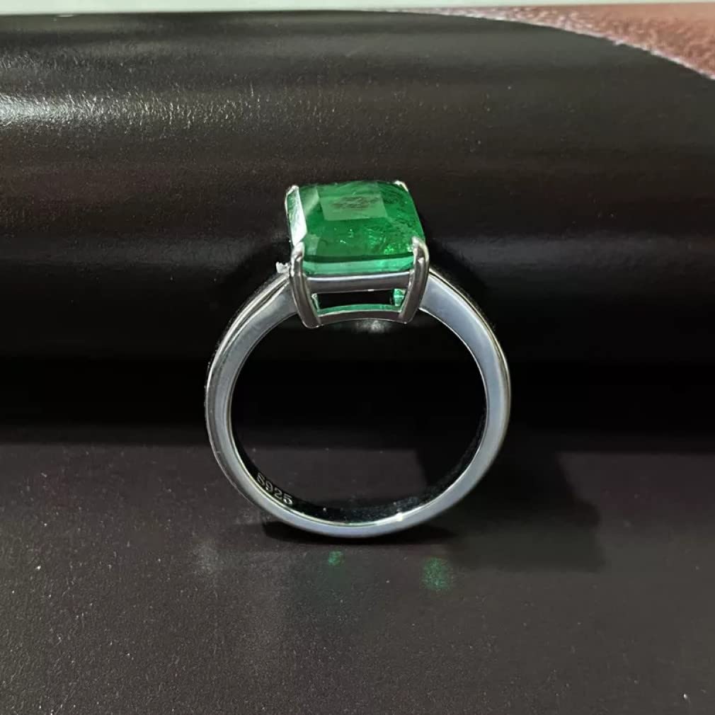 Tummty 925 Sterling Silber Braut Smaragd Ring Funkelnder Karbon Diamant Hochzeit Verlobungsschmuck