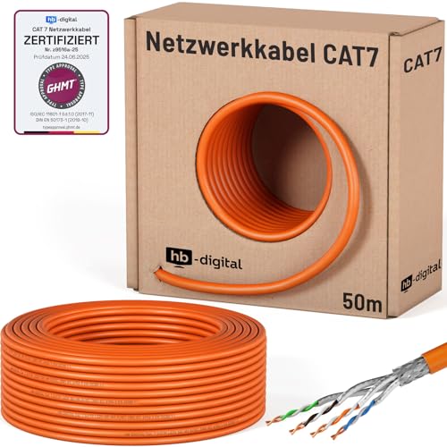 HB-DIGITAL 50m CAT 7 Netzwerkkabel LAN Kabel...
