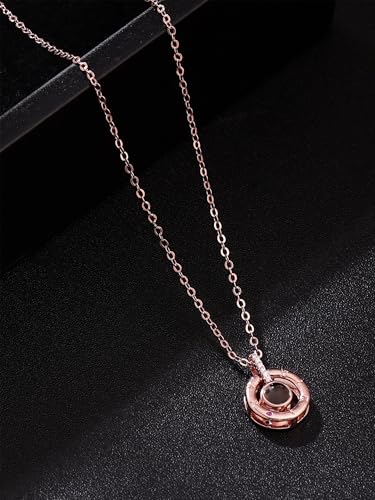 Image of Yellow Chimes I Love You in 100 Different Languages Chain Pendant Necklace for Women and Girls, Gift Unique This Valentines