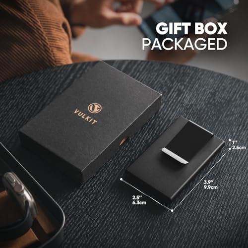 Image of VULKIT Credit Card Holder RFID Blocking with Money Clip, Slim Aluminum POP UP Wallet for Men, Carbon Black