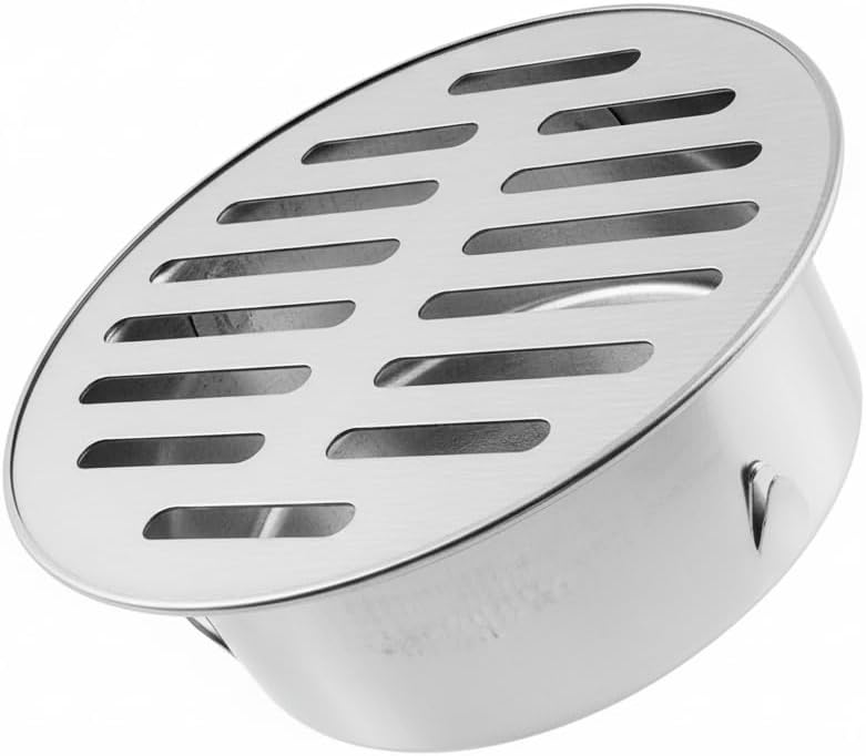 Round Floor Drain Cover, Stainless Steel Floor Drain, Sewer Drain Cover for Outdoor Yard Pipe Roof Balcony, Silver, 1 pcs