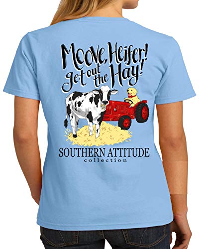 Southern Attitude Moove Heifer Get Out The Hay Sky Blue Women's Short Sleeve T-Shirt (Medium)
