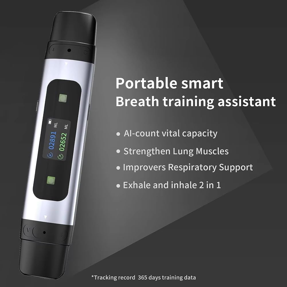 Espirómetro Bluetooth para Teléfono Móvil con Grabación de Datos, Equipo de Resistencia, Adecuado para el Entrenamiento de Respiración Pulmonar en Niños y Adultos.