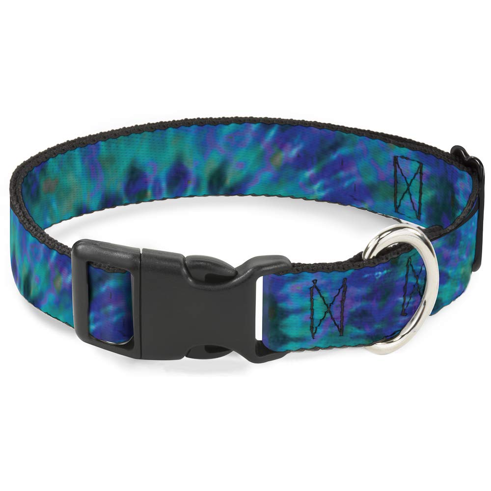 Buckle Down Plastic Clip Collar - Tie Dye Green/Blue/Purple - 1" Wide - Fits 15-26" Neck - Large