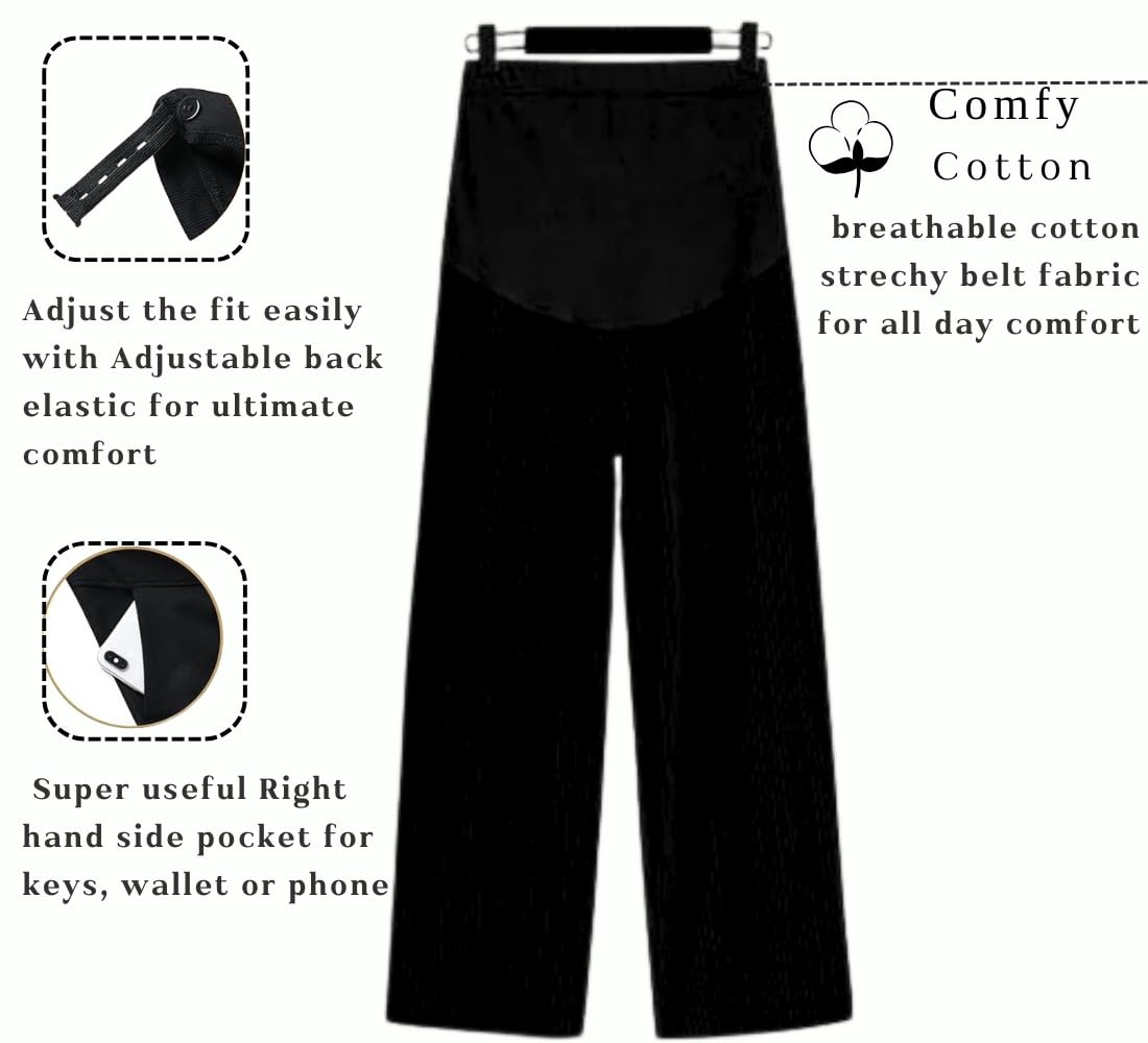 Fashiospice Maternity Black Plazo Pant for Pregnancy, Pants for Pregnant Women for Ultimate Comfort (Pack of 1) (in, Alpha, 3XL, Black) - Image 4 thumbnail