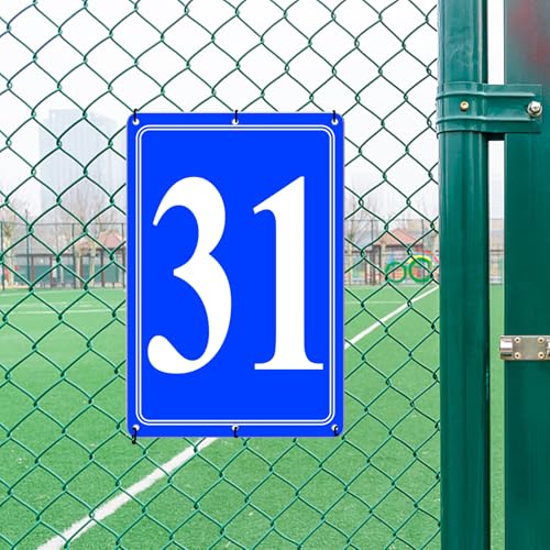 Image of Premium Aluminum Number Signs 31, Metal 12 inch X 8 inch Blue Numbered Signs Outdoor for Parking Lots, Floor, Dock, Court, Aisle, Field, High Visibility, No Fade, Weather-resistant