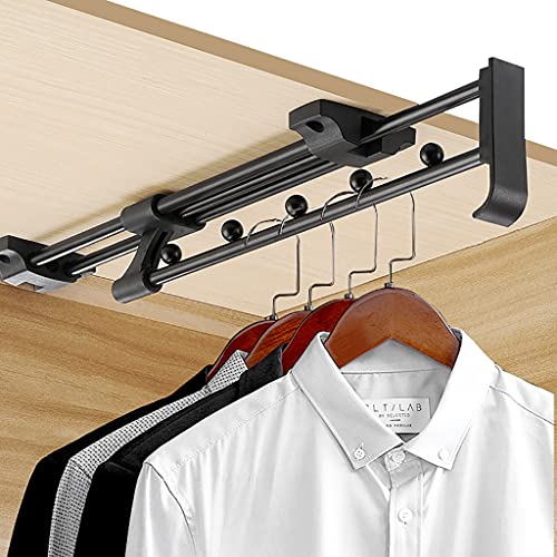 support tringle penderie Vêtements extensibles Tige de suspension pour armoire réglable 25-45cm Armoire Vêtements Vêtements Métal Tirez le cintre de vêtements, noir mat ( Size : 250mm/9.8inch ) Cover