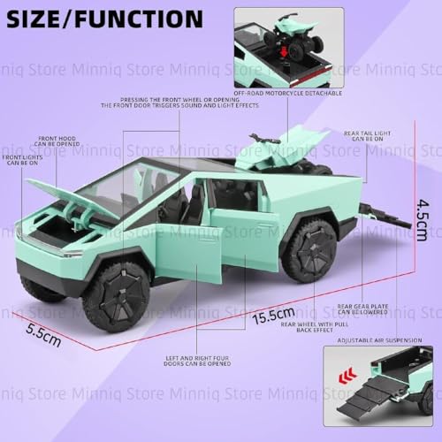Image of Tesla Cyber 1:32 Model Car with Box, Zinc Alloy Pull Back Toy car with Sound and Light for Kids Boy Girl Gift [Colors as Per Stock]