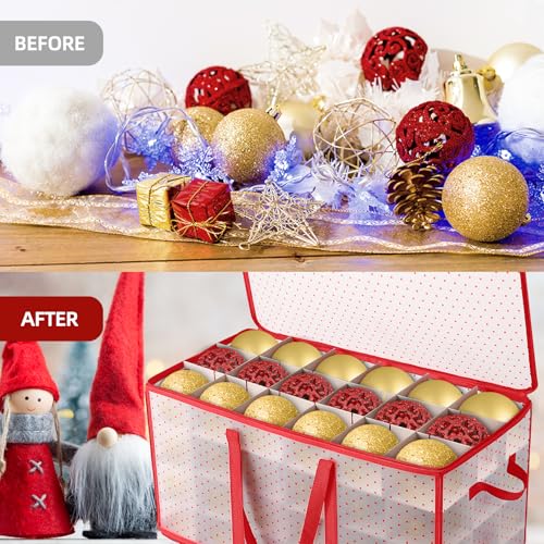 Hanari Caixa de armazenamento XL Caixa de armazenamento de bolas de Natal, 128 bolas de árvore de Na