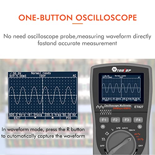 Image of 2 in 1 Handheld Oscilloscope Multimeter Digital Signal Generator 2 Channels 40Mhz Bandwidth 200 MSps 6000 Counts DIY and Lab Voltage Current Diode Triode Test