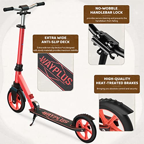 Image of WAYPLUS Kick Scooter for Ages 6+,Kid,Teens & Adults.8 Big Wheels,240lb