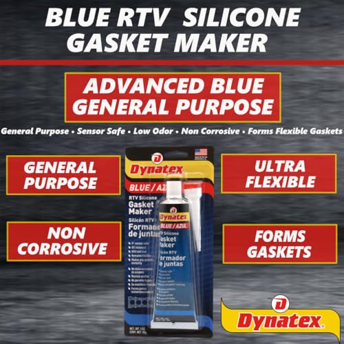 Image of Dynatex Blue RTV Silicone Gasket Maker 3 oz Tube - Oxygen Sensor Safe, OEM Specs, Gear Oil Resistant, Oil /Water Resistant, Made in the USA (5-Pack)