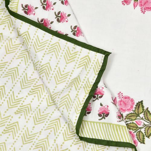 Image of BLOCKS OF INDIA 100% Cotton Dohar King Size Reversible Hand Block Printed Malmal Summer Dohar /Blanket (Color 11)