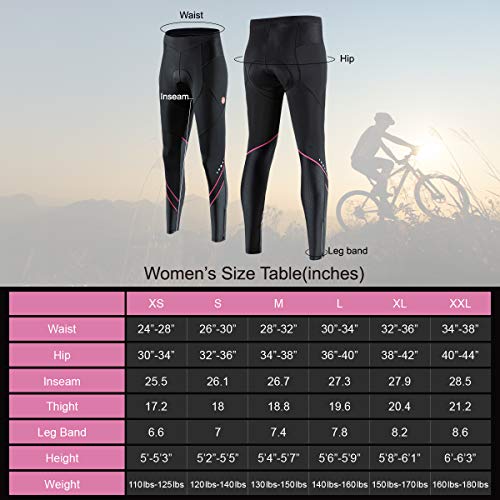 Women\'s Bike Cycling Tight Pants 3D Foam Padded Bicycle Pants Breathable and Dry (Pink, Large) - Thumbnail 7