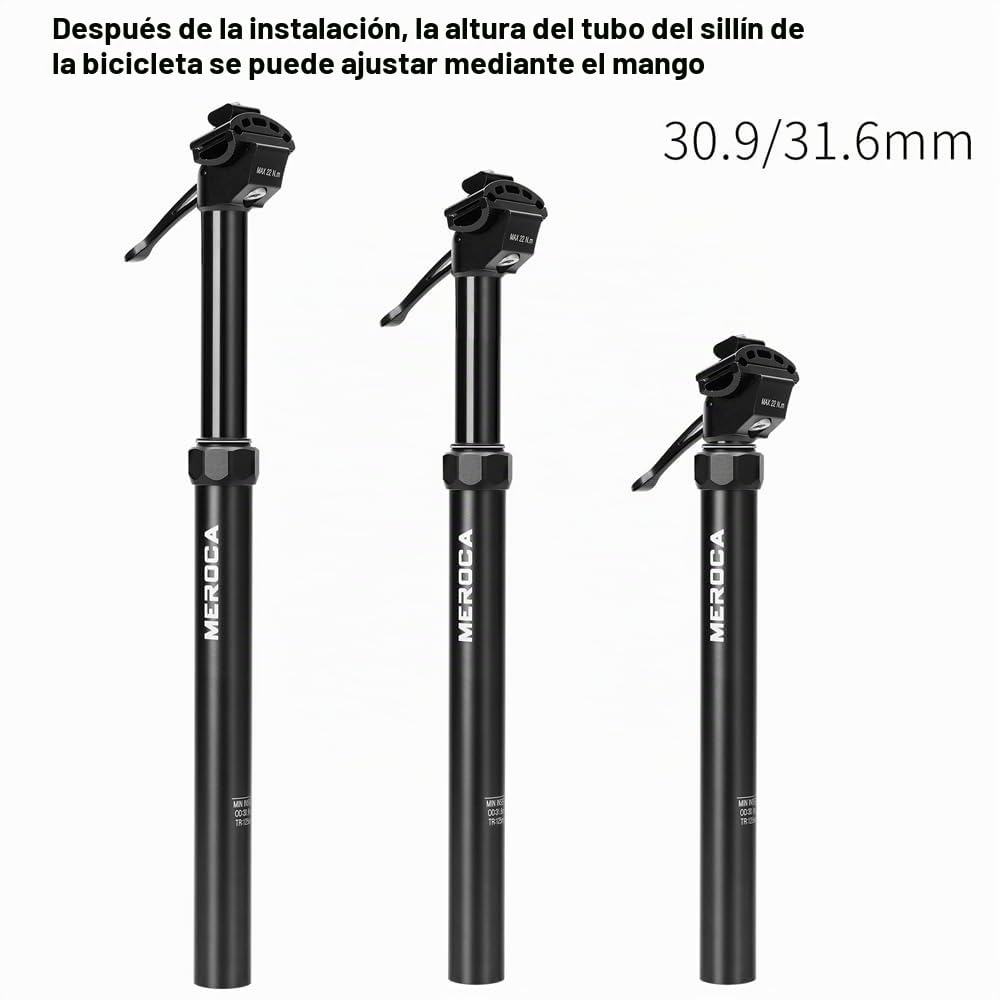 Tija de sillín telescópica para Bicicleta, Tubo de sillín de Bicicleta de Altura Ajustable de 30,9/31,6mm, tija de sillín hidráulica de aleación de Aluminio, Accesorio para Ciclismo