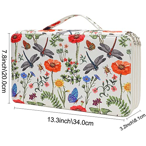Image of Vomgomfom 300 Slots Marker Case 4-Layer PU Leather, Handle, White