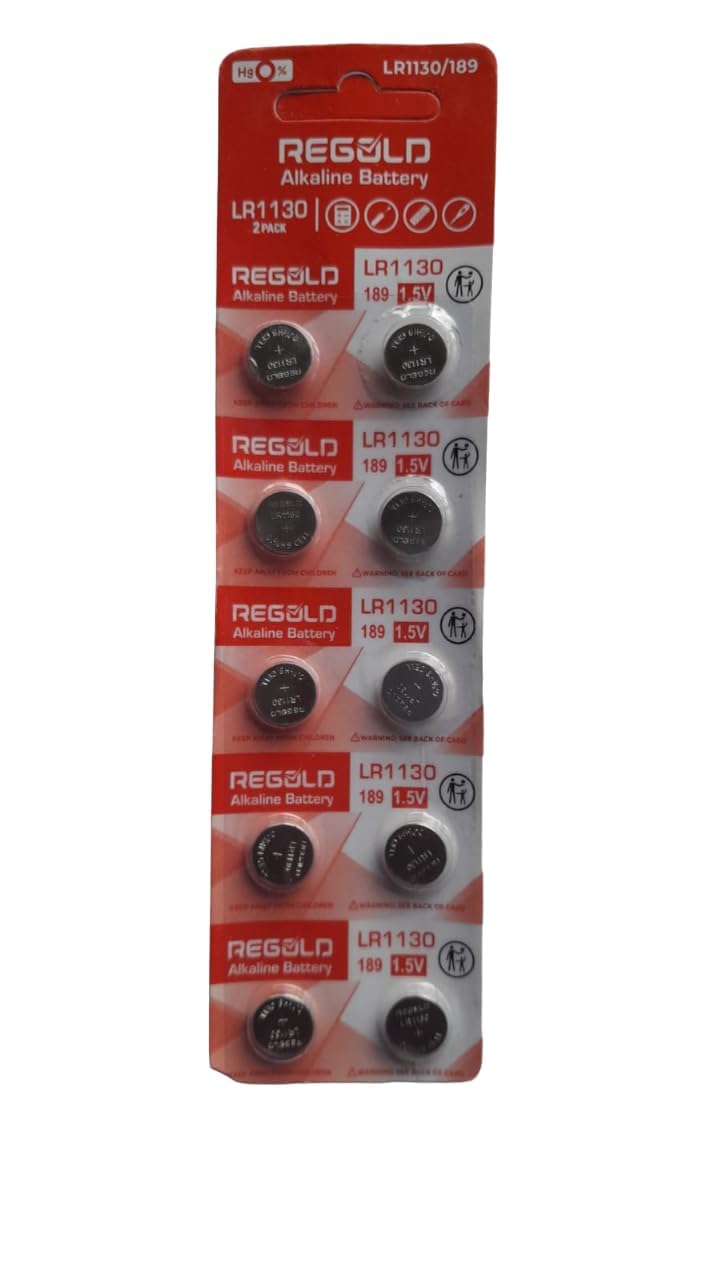 Compatible with Regold CellLR 1130 Lithium Coin Button LR 1130 Battery 3V, Suitable for Keyfobs, Scales Wearables & Medical Devices Freshly Pack (Pack of 10)