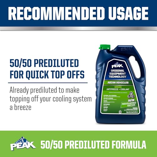 Image of PEAK OET Extended Life Green 50 /50 Prediluted Antifreeze /Coolant for Asian Vehicles, 1 Gal.