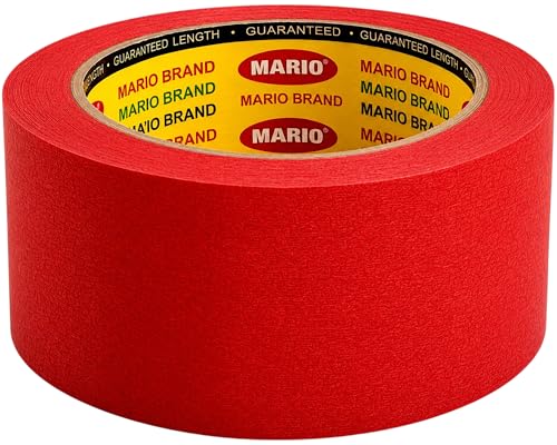 Image of Mario Red Masking Tape - 20 Meter Length, 48mm Width - Extra Wide Painter's Masking Tape for Surface Protection, DIY & Painting - Easy Tear, Clean Removal - Pack of 1 Roll