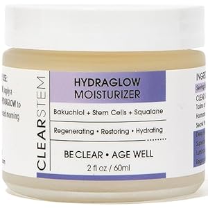 CLEARstem – HYDRAGLOW Stem Cell Moisturizer – Bakuchiol + Squalene – Youthful Skin Face Moisturizer – All Skin Types – Facial Skin Care Products – Vegan, Gluten Free, Cruelty Free – 2 fl oz / 60ml