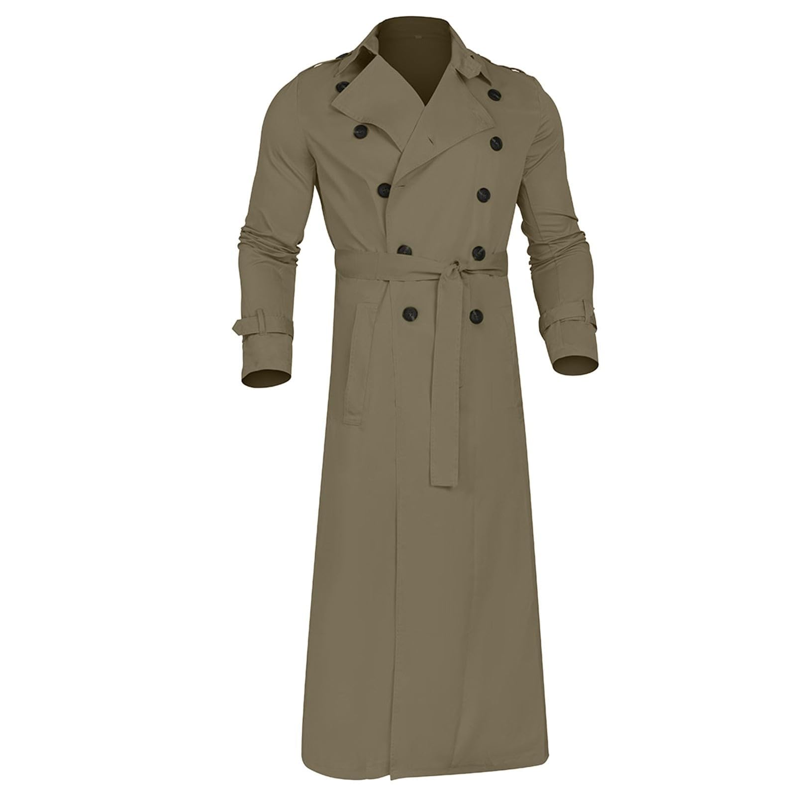 Abrigo largo para hombre con cinturón, abrigo de invierno, cálido, a prueba de viento, abrigos para hombre, abrigos vintage, trinchera, abrigo de entretiempo, elegante, chaqueta de otoño, chaqueta