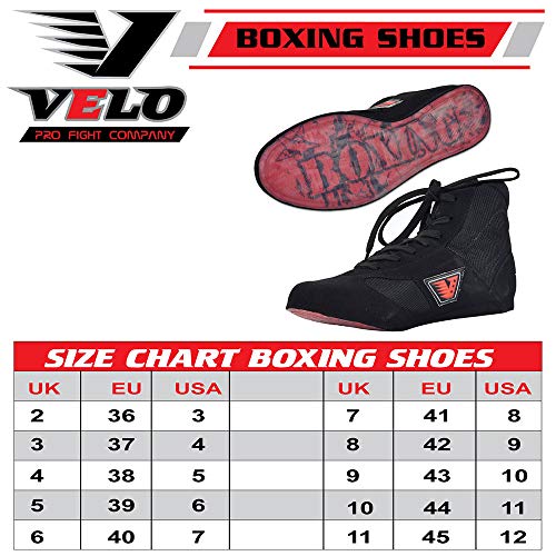 VELO Leather Boxing Shoes Sports Training Mesh Unisex Pro Boot Light Weight Black (Black, 36 (USA-3))