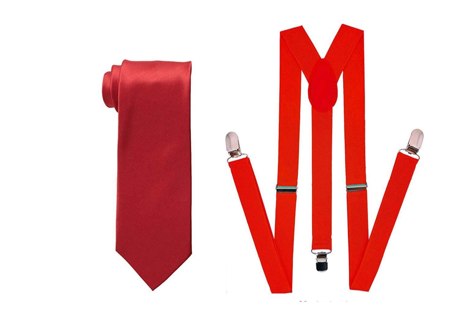 accery Red Suspender and Red Tie Set for Men-picture-36