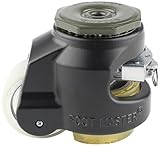 FOOTMASTER GDR-80S-BLK-U Urethane Wheel and Pad Ratcheting Leveling Caster, 1100 lbs, Stem Mounted with 0.472' Mounting Hole Diameter, Black
