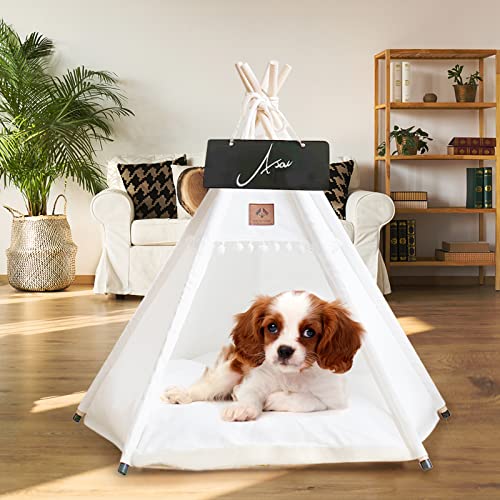 Dog Teepee Pet Tent Portable Dog Houses Puppy Teepee Cat Bed with Thick Cushion - Image 4