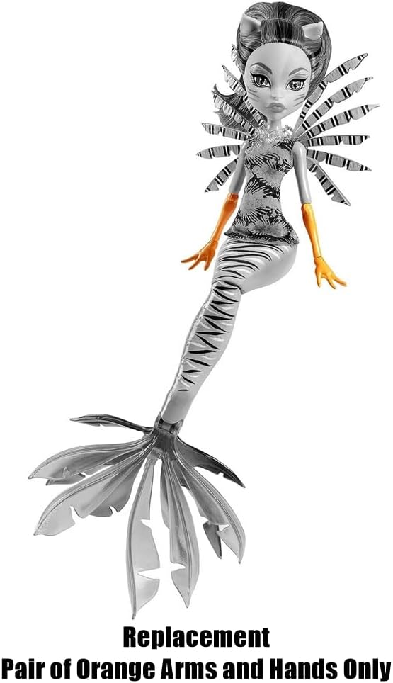 Replacement Parts for Monster High Great Scarrier Reef Glowsome Ghoulfish Toralei Doll DHH36 - Replacement Arms and Hands Orange